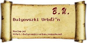 Bulyovszki Urbán névjegykártya